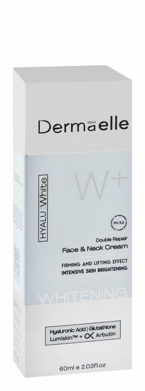 Dermaelle Hyalu White Plus Whitening, Firming & Lifting Face & Neck Cream with Hyaluronic Acid, Glutathione & Arbutin pH5.5