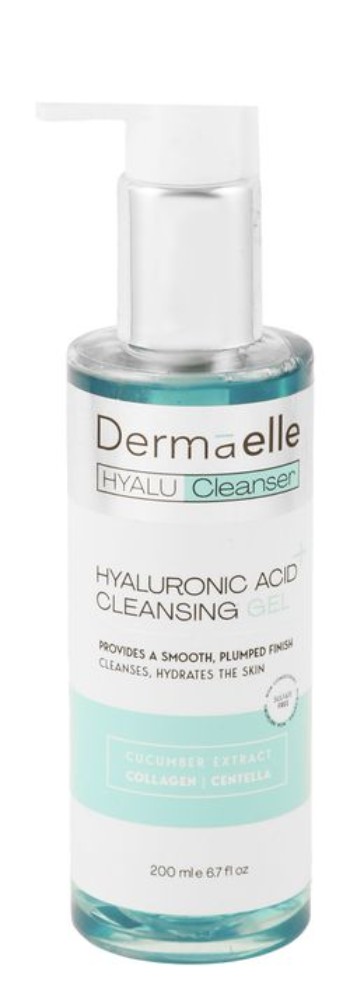 Dermaelle Smootheing & Hydrating Face Gel Cleanser with Hyaluronic Acid, Collagen & Cucumber Extract - sulfate free