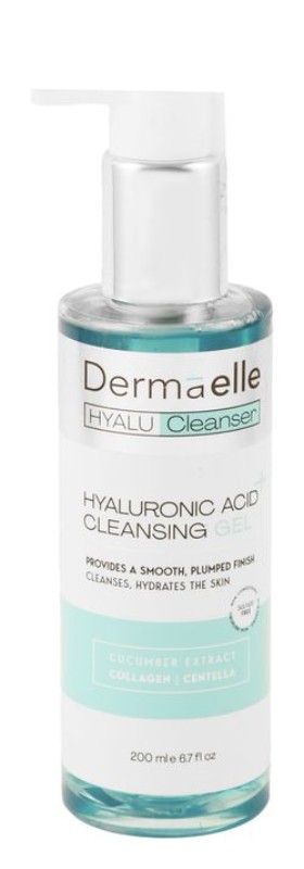 Dermaelle Smootheing & Hydrating Face Gel Cleanser with Hyaluronic Acid, Collagen & Cucumber Extract - sulfate free