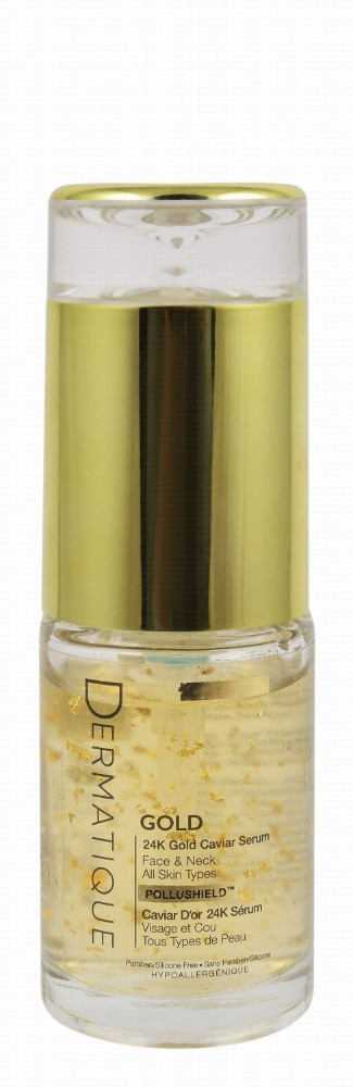 Dermatique Pollushield Hypoallergenic 24K Gold Caviar Neck & Face Serum for All Skin Types - parabens free, silicone free