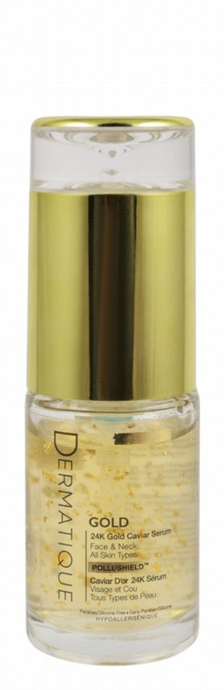 Dermatique Pollushield Hypoallergenic 24K Gold Caviar Neck & Face Serum for All Skin Types - parabens free, silicone free