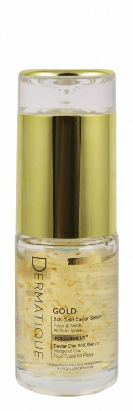 Dermatique Pollushield Hypoallergenic 24K Gold Caviar Neck & Face Serum for All Skin Types - parabens free, silicone free