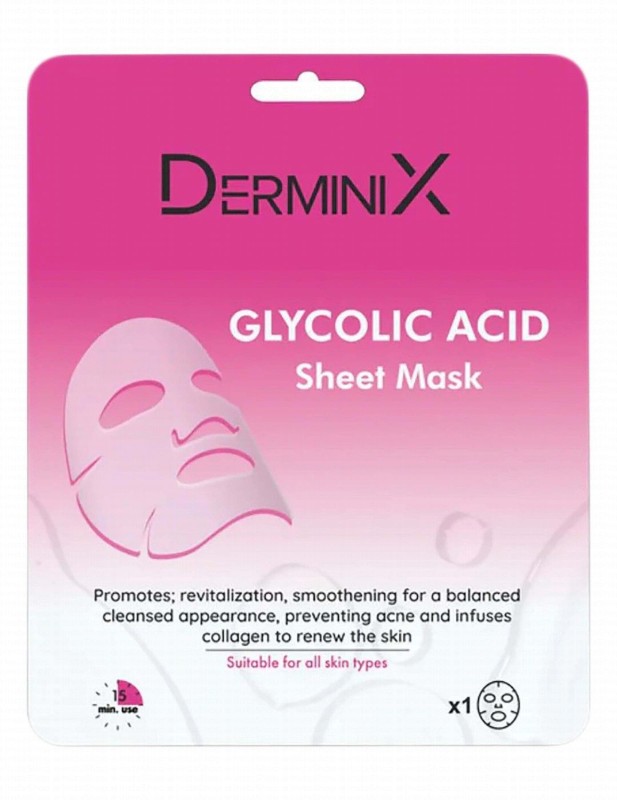 Derminix Revitalizing, Smoothening & Anti-Acne Facial Sheet Mask with Glycolic Acid & Collagen