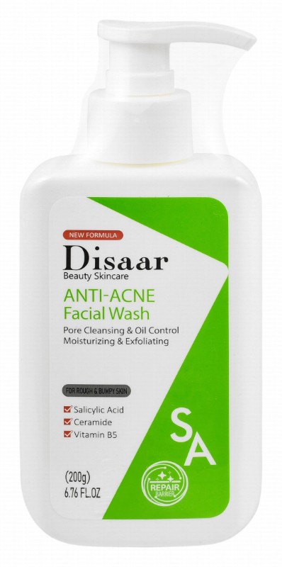 Disaar Anti-Acne Facial Wash with Salicylic Acid, Ceramide & Vitamin B5 for Rough & Bumpy Skin - cruelty free