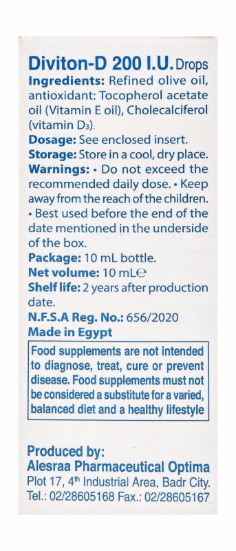 Diviton-D 200 IU Vitamin D3 Bone & Immune System Support Supplement Drops
