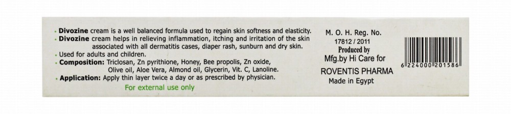 Divozine Cream for Relieving Inflammation, Itching & Irritated Skin