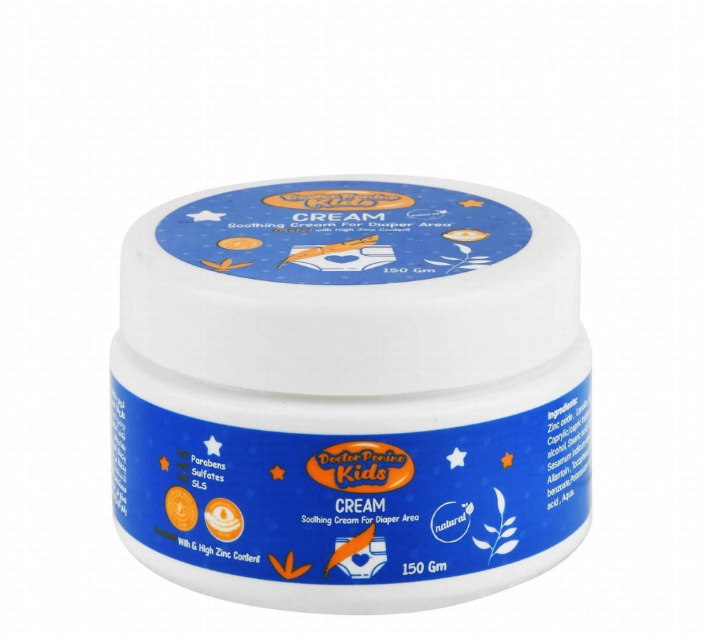Doctor Ponino Kids Diaper Area Soothing Cream with Zinc - parabens free, SLS free, sulfate free