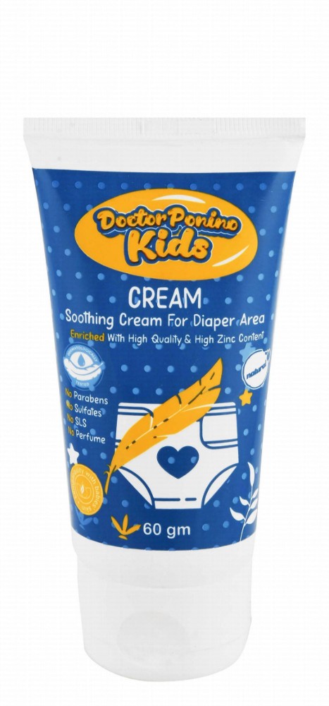 Doctor Ponino Kids Diaper Area Soothing Cream with Zinc - parabens free, SLS free, sulfate free