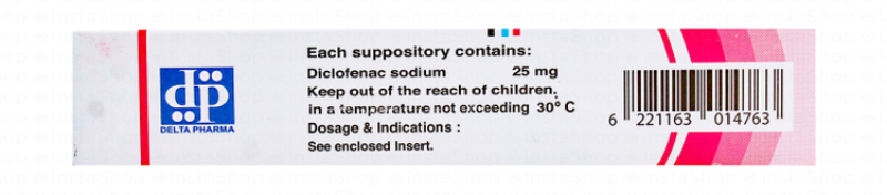 Dolphin 25mg Diclofenac Sodium Anti-Inflammatory, Antipyretic & Analgesic Suppositories for Infants