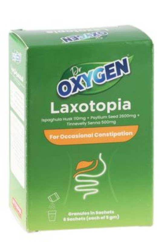 Dr Oxygen Laxotopia 110mg Ispaghula Husk, 2600mg Psyllium Seed & 500mg Tinnevelly Senna Occasional Constipation Relief Sachets