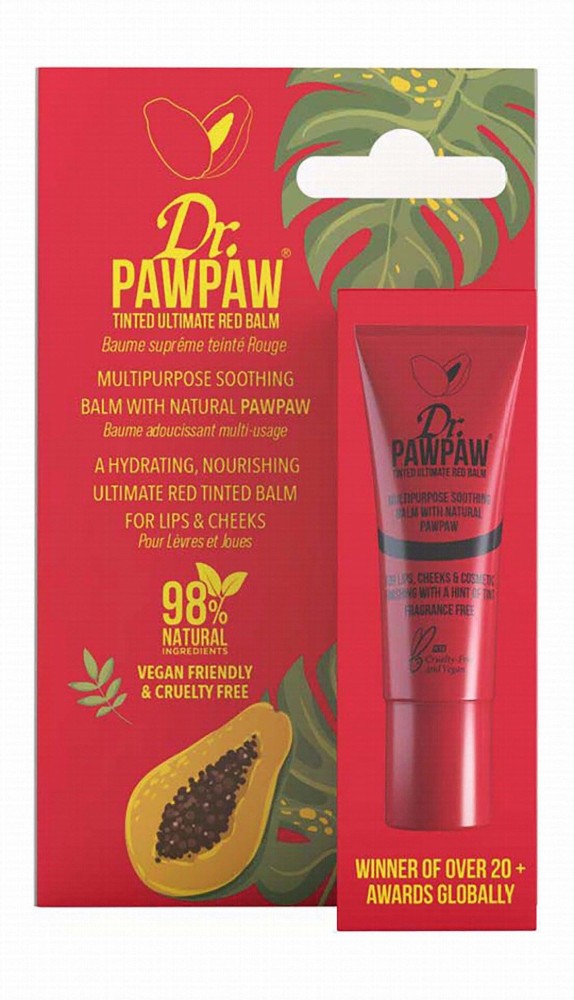 Dr. PawPaw Soothing, Hydrating & Nourishing Multipurpose Tinted Balm with Papaya Extract Red - vegan, cruelty free