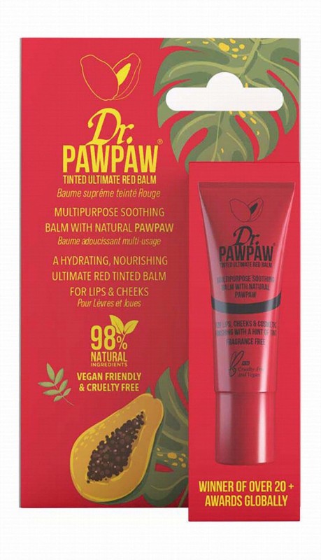Dr. PawPaw Soothing, Hydrating & Nourishing Multipurpose Tinted Balm with Papaya Extract Red - vegan, cruelty free