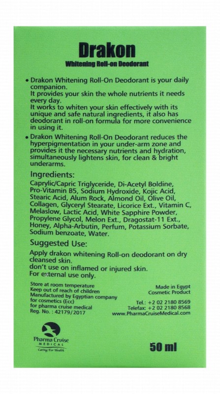 Drakon 48H Whitening Roll-On Deodorants Passion Peak Scent with White Sapphire, Arbutin & Alum Rock (1+1 Free) - aluminum chloride free