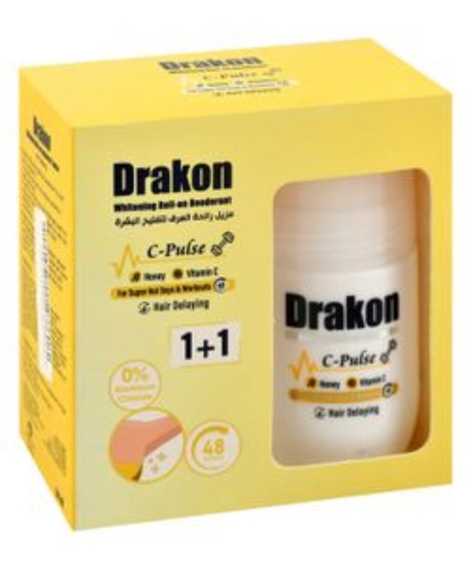 Drakon C-Pulse 48H Whitening Roll-On Deodorants with Honey & Vitamin C (1+1 Free) - aluminum chloride free