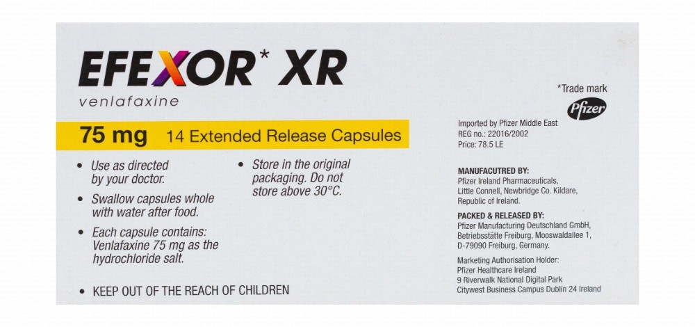 Efexor XR 75mg Venlafaxine Antidepressant
