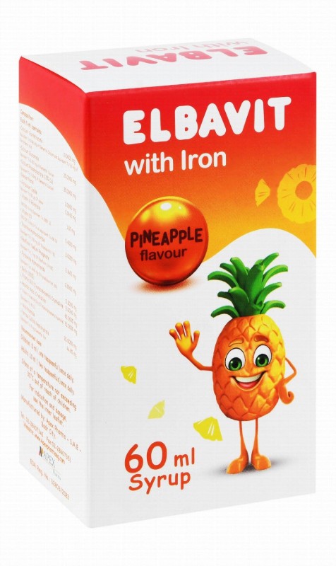 Elbavit Iron Supplement Pineapple Flavor for Anemia, Appetite & Intellectual Activity Improvement