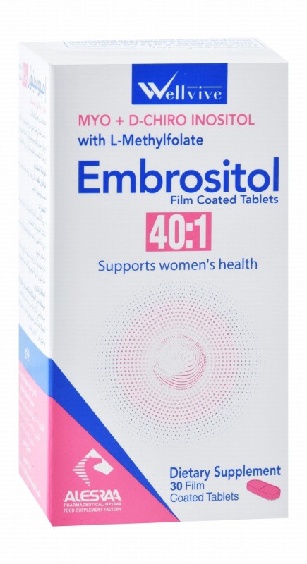 Embrositol 40:1 1000mg Myo-Inositol & 25mg D-Chiro Inositol Women's Health Support Supplement with L-Methylfolate