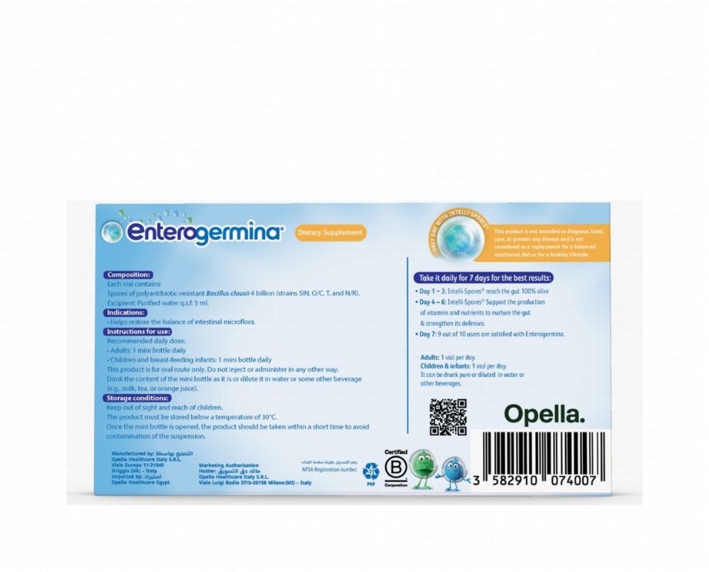 Enterogermina 4 Billion/5ml Bacillus Clausii Oral Suspension Vials