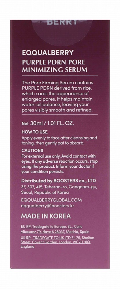 Eqqualberry Purple PDRN Pore Minimizing Face Serum with Rice Extract