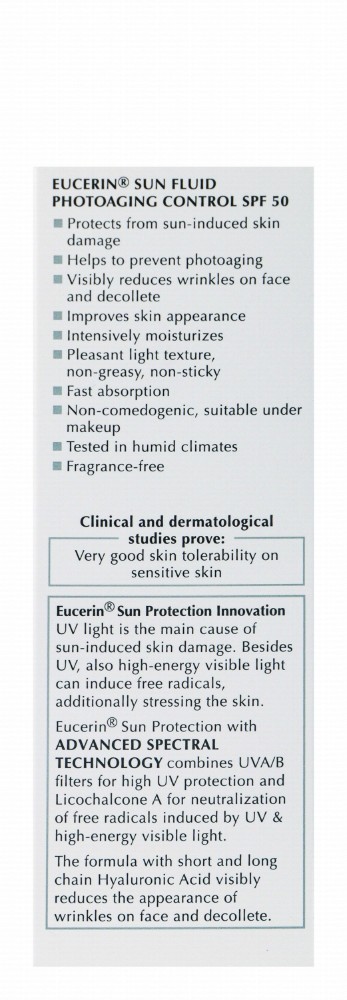 Eucerin Anti-Aging Sunscreen for All Skin Types SPF50 - fragrance free