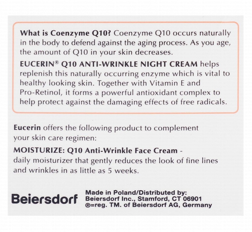 Eucerin Anti-Wrinkle Facial Night Cream with Coenzyme Q10 & Pro-Retinol for Dry & Sensitive Skin - non comedogenic, fragrance free, parabens free