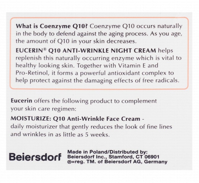 Eucerin Anti-Wrinkle Facial Night Cream with Coenzyme Q10 & Pro-Retinol for Dry & Sensitive Skin - non comedogenic, fragrance free, parabens free