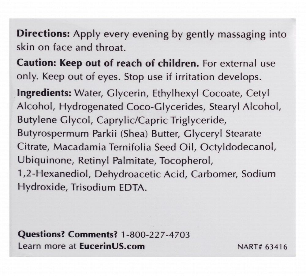 Eucerin Anti-Wrinkle Facial Night Cream with Coenzyme Q10 & Pro-Retinol for Dry & Sensitive Skin - non comedogenic, fragrance free, parabens free
