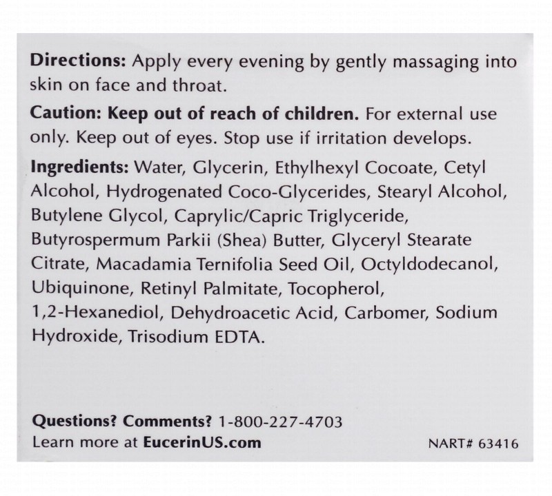 Eucerin Anti-Wrinkle Facial Night Cream with Coenzyme Q10 & Pro-Retinol for Dry & Sensitive Skin - non comedogenic, fragrance free, parabens free