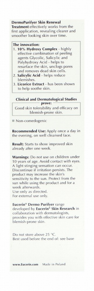 Eucerin DermoPurifyer Oil Control Skin Renewal Treatment for Blemish-Prone Skin - non comedogenic