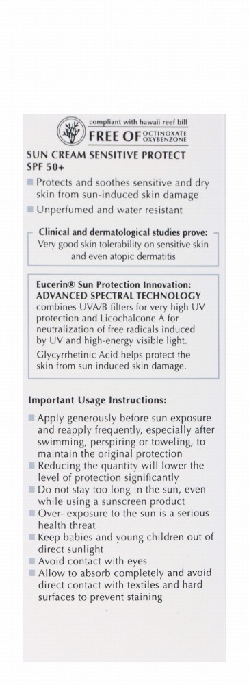 Eucerin Sensitive Protect Water-Resistant Soothing & Protecting Sunscreen for Dry & Sensitive Skin SPF50+ - fragrance free