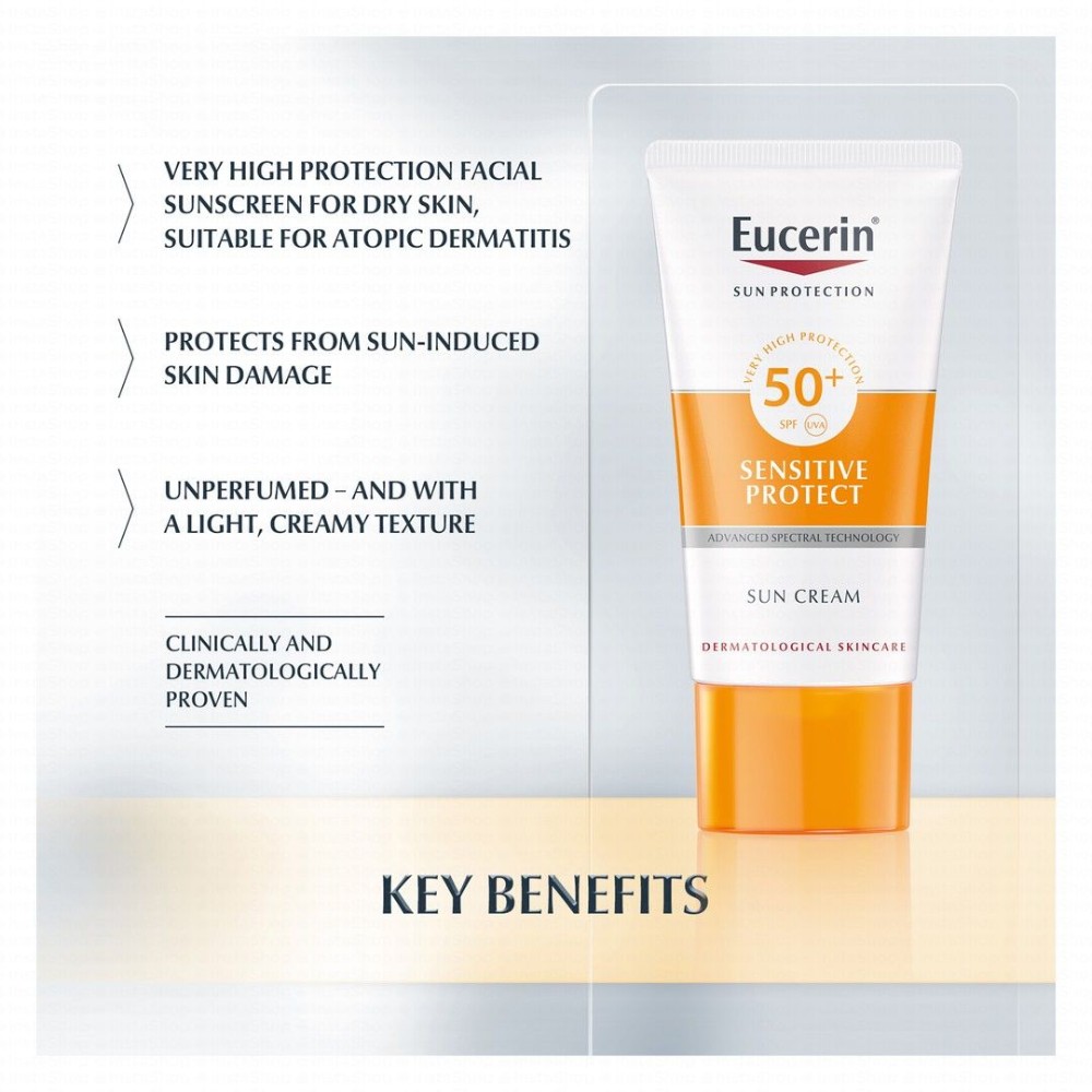 Eucerin Sensitive Protect Water-Resistant Soothing & Protecting Sunscreen for Dry & Sensitive Skin SPF50+ - fragrance free