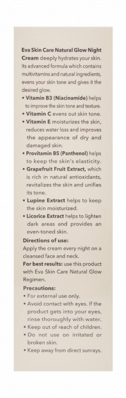 Eva Skin Care Natural Glow Hydrating Facial Night Cream with Vitamin C, Grapefruit & Licorice Extracts SPF30