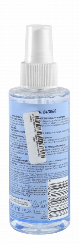 Eveline Cosmetics Clean Shot Moisturizing, Hydrating & Refreshing Facial Toner with Electrolytes - vegan, cruelty free