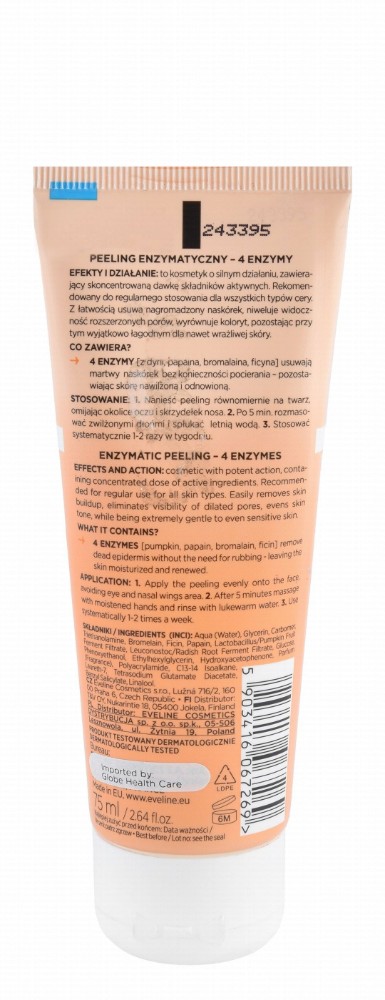 Eveline Cosmetics Clean Shot Peeling & Anti-Imperfection Face Scrub with Enzymes, Bromelain & Ficyna for All Skin Types