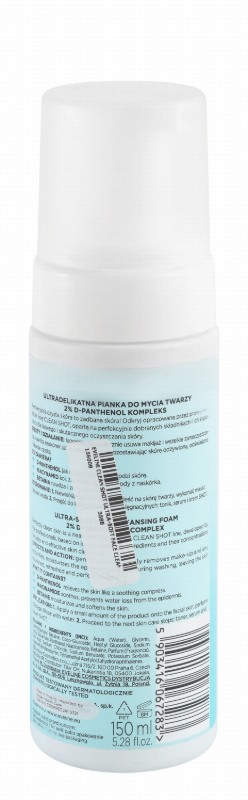 Eveline Cosmetics Clean Shot Ultra Soft Foaming Facial Cleanser with D-Panthenol, Niacinamide & Betaine