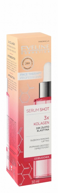 Eveline Cosmetics Face Therapy Professional 3x Collagen Deep Renewal & Lifting Serum Shot with 24K Gold Elastin - cruelty free