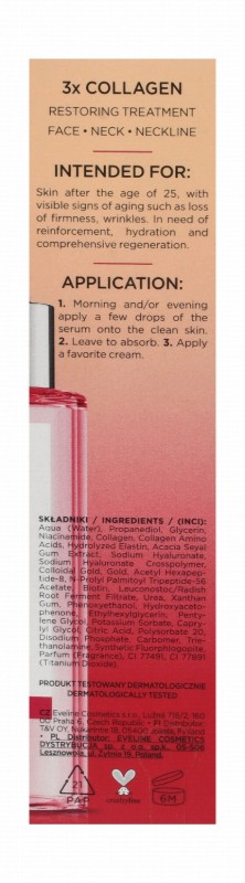 Eveline Cosmetics Face Therapy Professional 3x Collagen Deep Renewal & Lifting Serum Shot with 24K Gold Elastin - cruelty free