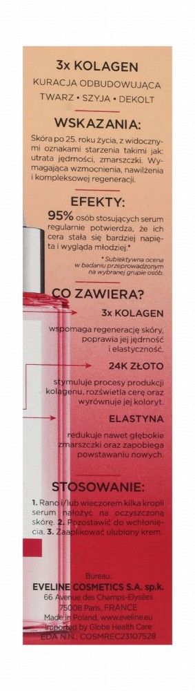 Eveline Cosmetics Face Therapy Professional 3x Collagen Deep Renewal & Lifting Serum Shot with 24K Gold Elastin - cruelty free