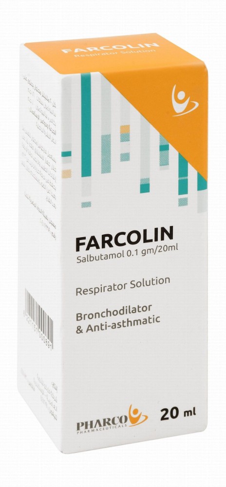 Farcolin 0.1g/20ml Salbutamol Bronchodilator & Anti-Asthmatic Respirator Solution