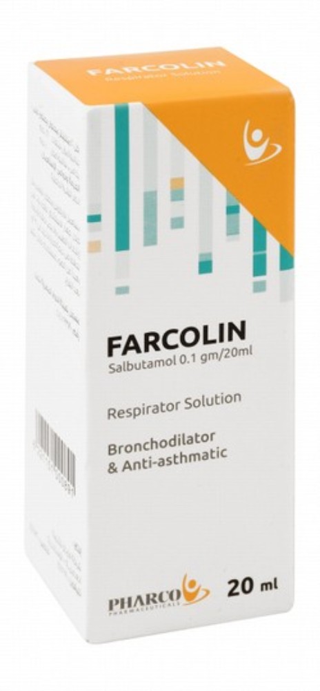 Farcolin 0.1g/20ml Salbutamol Bronchodilator & Anti-Asthmatic Respirator Solution