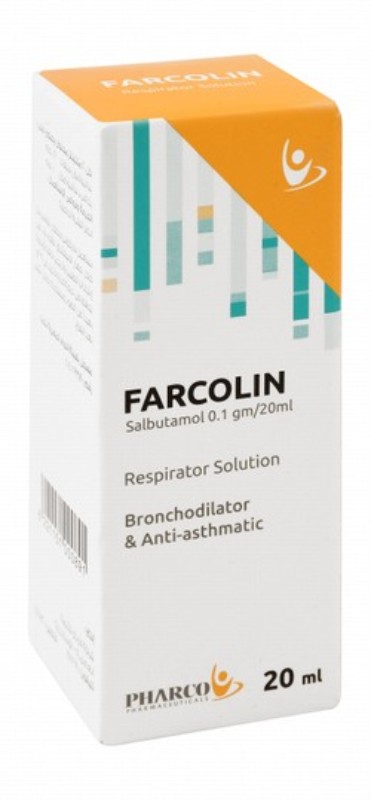 Farcolin 0.1g/20ml Salbutamol Bronchodilator & Anti-Asthmatic Respirator Solution