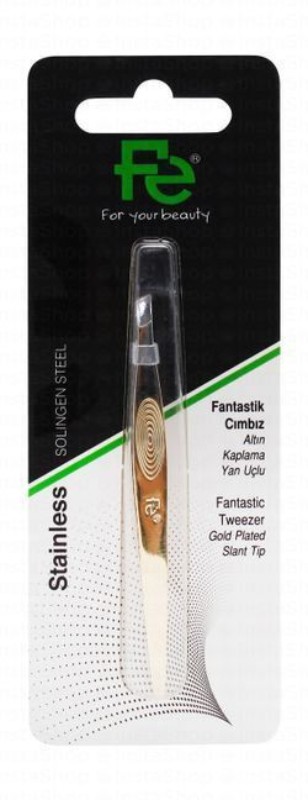 Fe Gold Plated Stainless Steel Slant Tip Tweezers