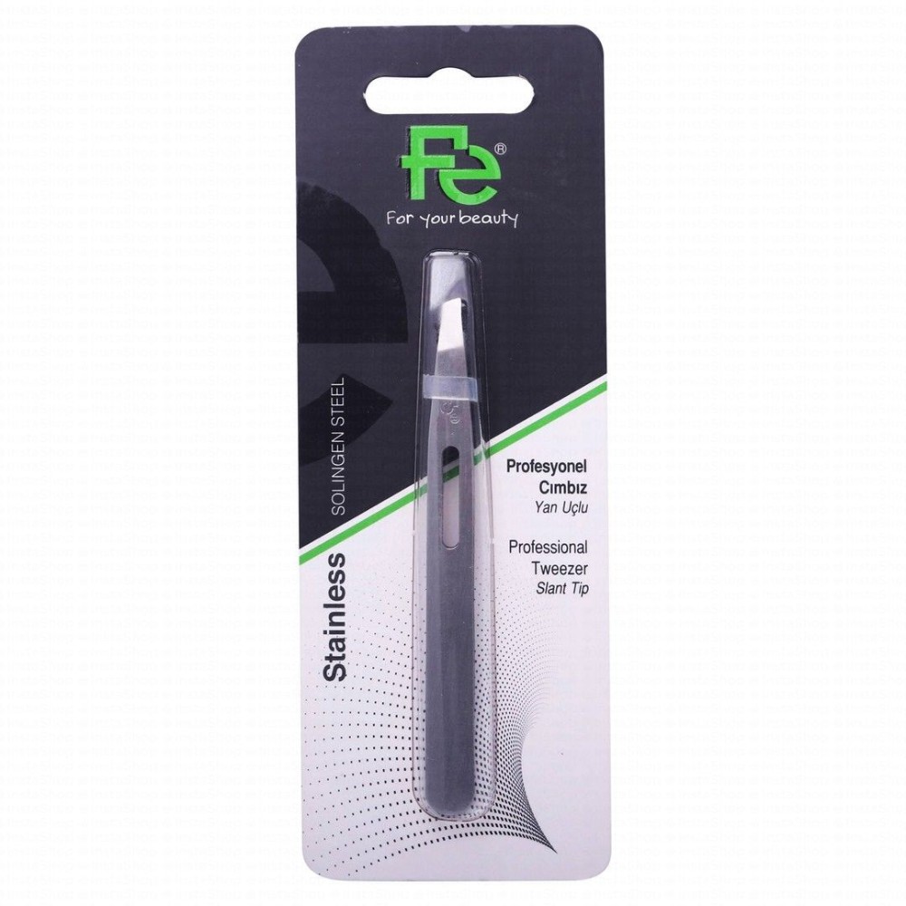 Fe Gray Stainless Steel Slant Tip Tweezers