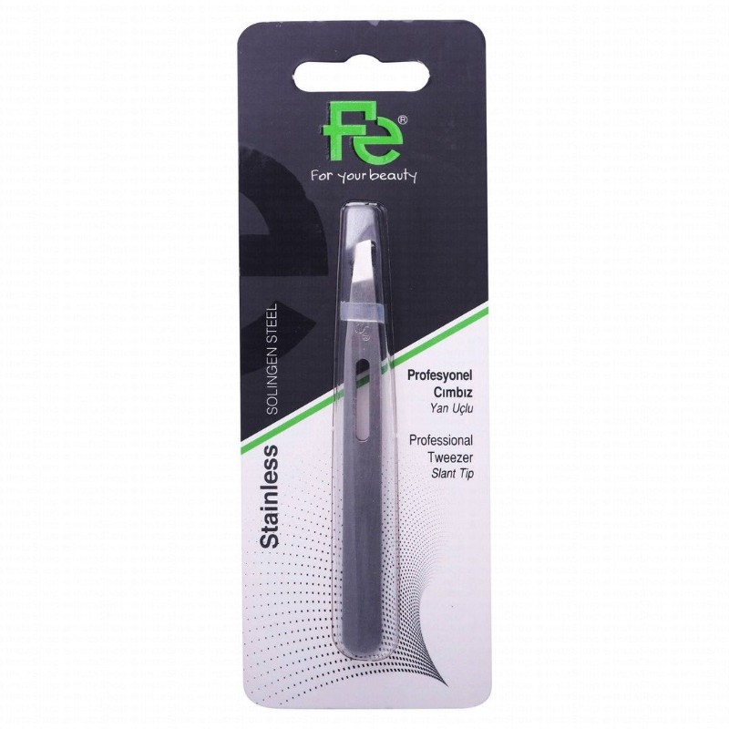 Fe Gray Stainless Steel Slant Tip Tweezers