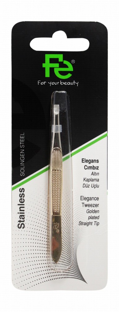 Fe Stainless Steel Gold Plated Straight Tip Elegance Tweezers