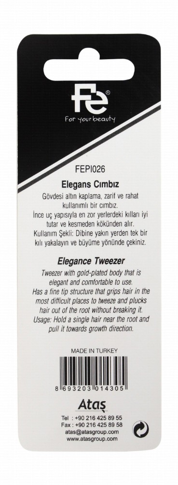 Fe Stainless Steel Gold Plated Straight Tip Elegance Tweezers