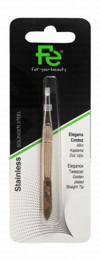 Fe Stainless Steel Gold Plated Straight Tip Elegance Tweezers