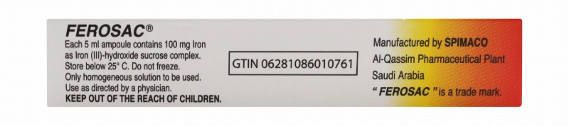 Ferosac Iron-Hydroxide Sucrose Complex Ampoules for Intravenous Use