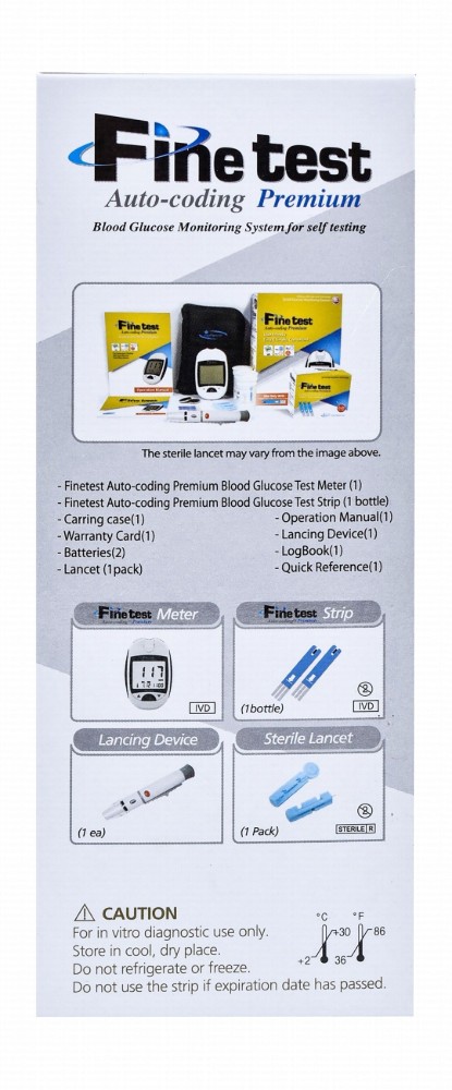 Fine Test White & Black Auto-Coding Blood Glucose Monitoring Kit