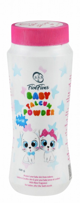 Five Fives Soothing Baby Talcum Powder Rose Scent (6+ Months)
